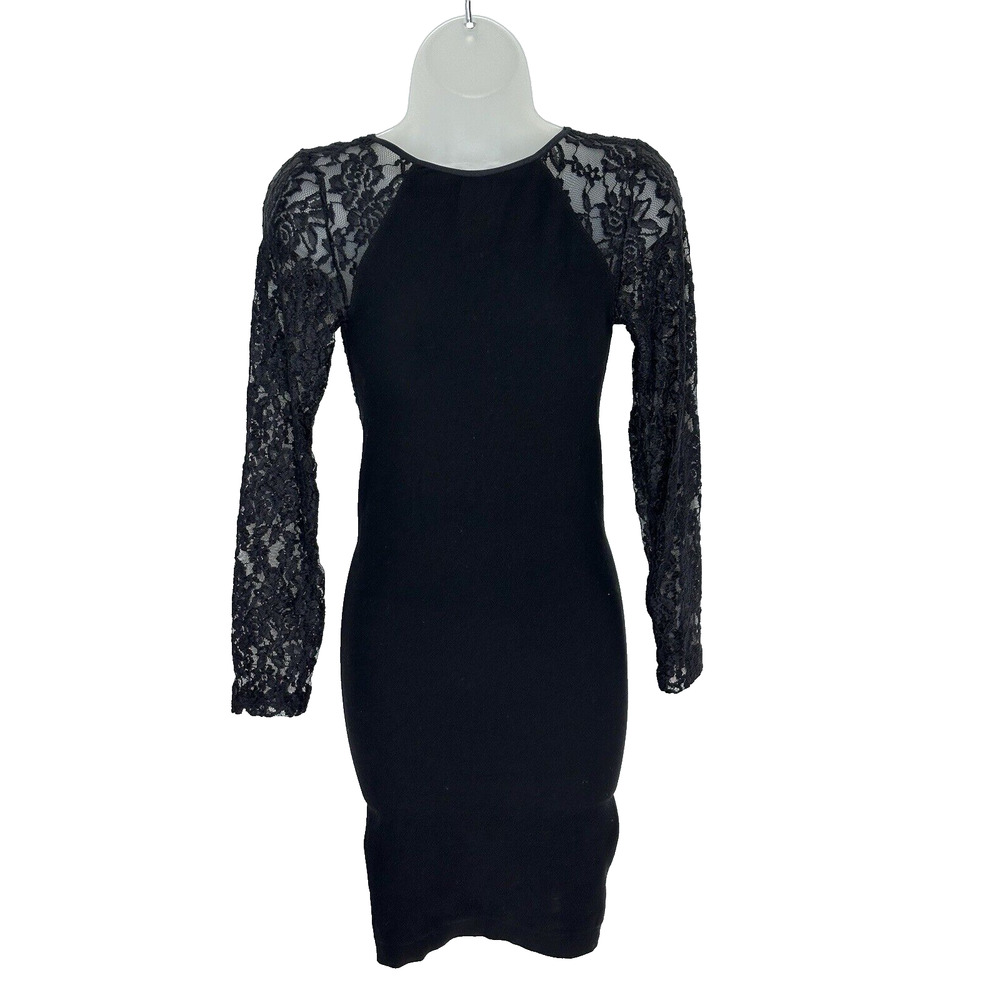 NWOT! Intimately Free People Bodycon Shirt Dress Lace Knit Black Size XS/S